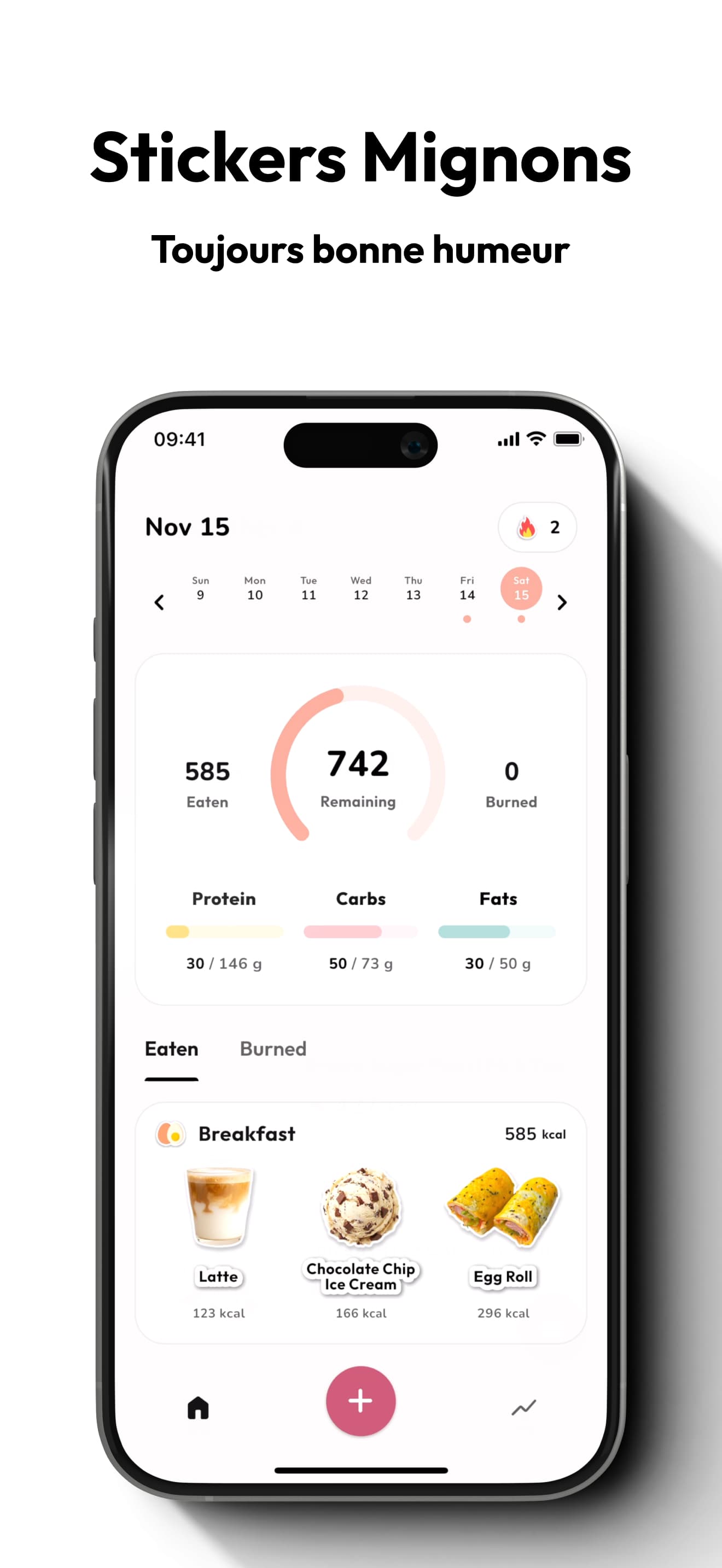 Eatmoji app screenshot 2 - calorie tracking and food sticker diary