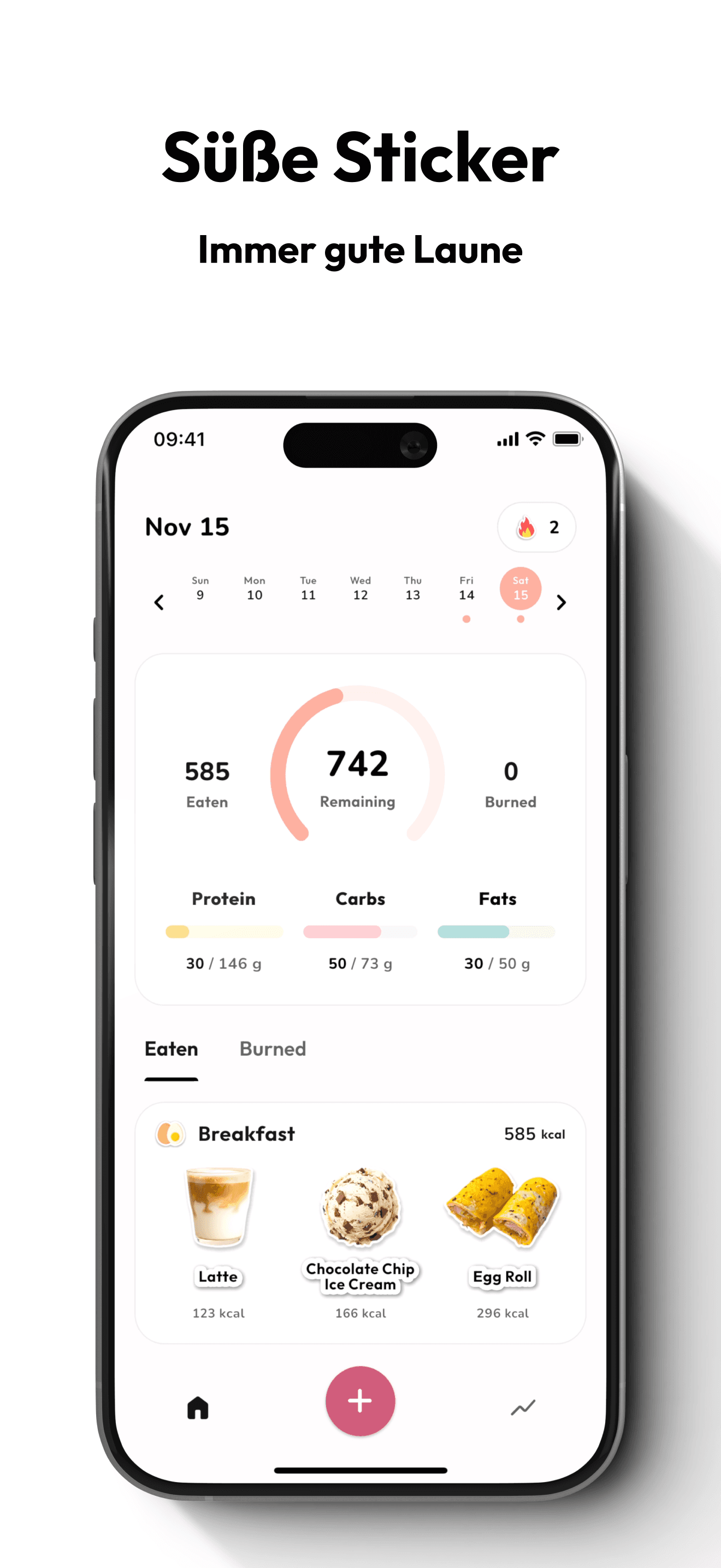 Eatmoji app screenshot 2 - calorie tracking and food sticker diary